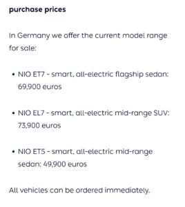 NIO Europe price